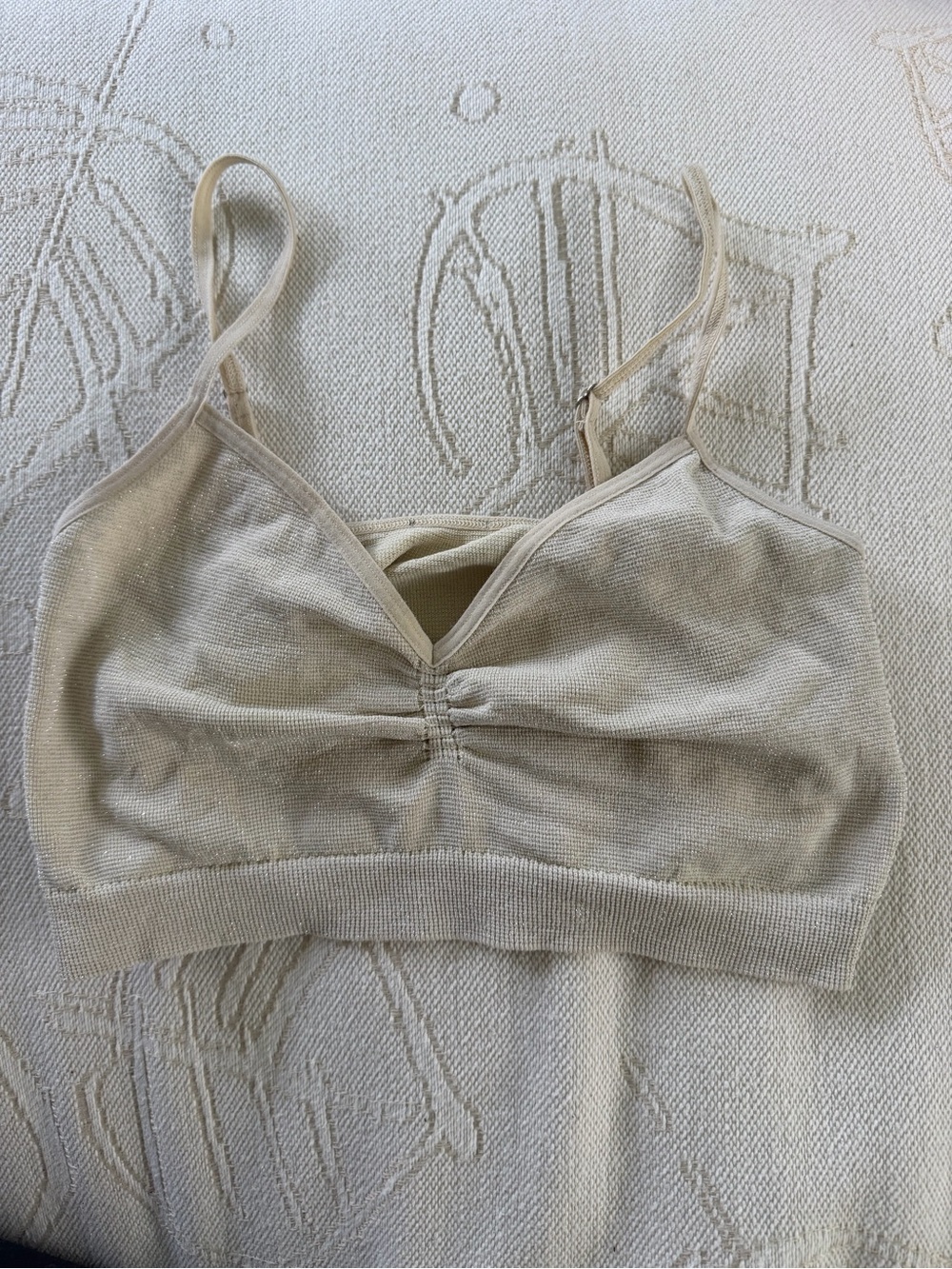 Bebe Gold Seamless Ruched Bralette